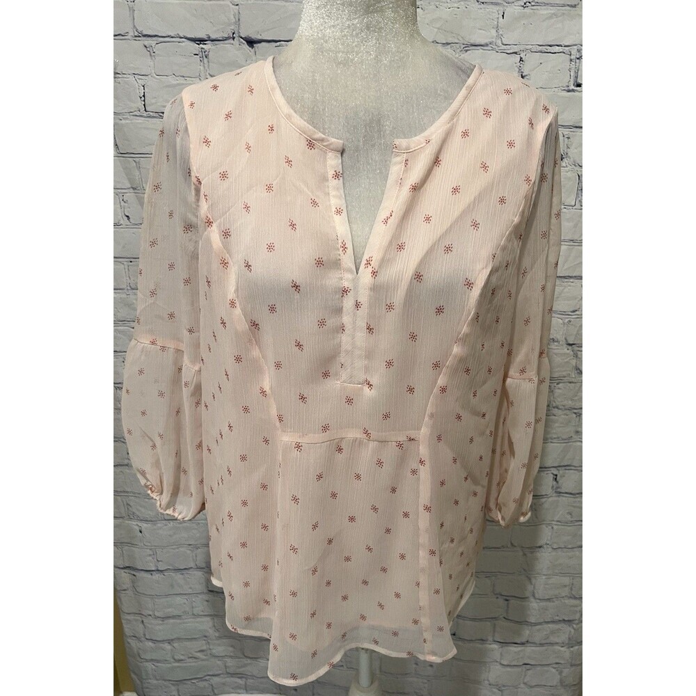 Two by Vince Camuto Women Long Sleeve Top Blouse Pink Size Small